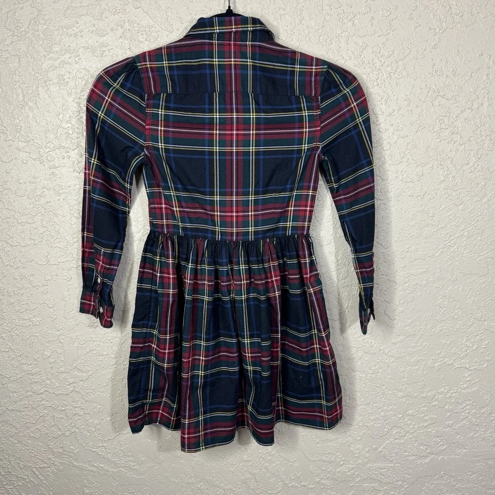 Polo Ralph Lauren Girls Plaid Shirt Dress Red Blue Tartan Size 6X Holiday Xmas